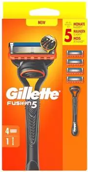 Gillette Fusion5 Nassrasierer Herren, 5-fach Klinge, mit 4 Ersatzklingen