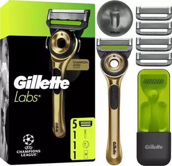 Gillette Labs Champion Gold Edition Rasierer mit Reinigungs-Element