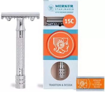 MERKUR Rasierhobel 15C Zahnkamm, kurzer Griff, verchromt