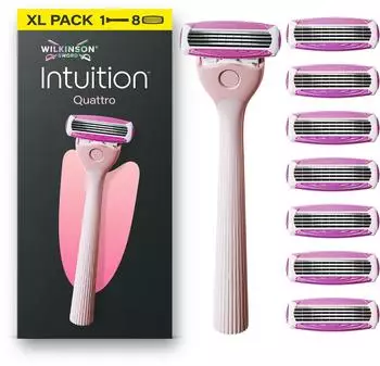 Wilkinson Sword Intuition Quattro Damenrasierer XL-Pack + 8 Klingen