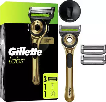 Gillette Labs Gold Rasierer mit Handstück + 3 Klingen