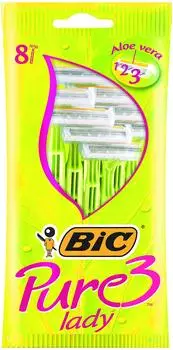 BIC Pure 3 Lady Einwegrasier, 3 Klingen, Aloe & Vitamin E, 8er-Pack