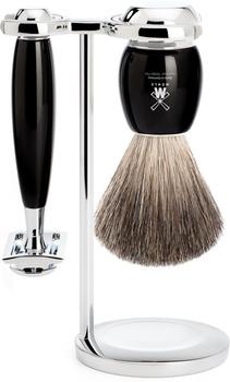 Mühle Shaving Mühle Vivo Rasierset Rasierhobel Edelharz schwarz (S 81 M 336 SR)