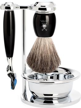 Mühle Shaving Mühle Vivo Rasierset 5-Klingen-Rasierer Edelharz schwarz (S 81 M 336 SF)