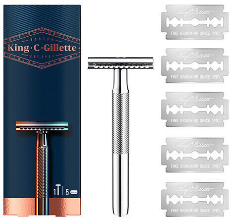 Gillette King C. Double Edge Safety Razor + 5 Blades