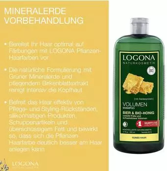 Logona Volumen-Shampoo Bier & Bio-Honig (500 ml) – Natürliche Inhaltsstoffe für gesunde Pflege