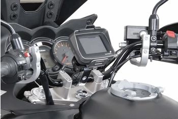 SW-Motech Navi-Halter mit Lenkerklemme für Lenker Ø 28 mm, Vibrationsgedämpft, Silber (GPS.00.308.10201/S)