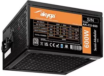 Akyga ATX Netzteil 600W Semi-Modular 80 Plus (AK-C2-600)