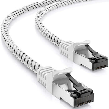 deleyCON 0,5m RJ45 Nylon Patchkabel weiß