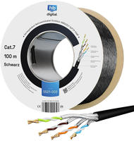hb-digital 100m Netzwerkkabel CAT 7 Outdoor LAN max. 1000 MHz S/FTP PE AWG23...