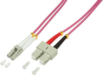 LogiLink LC/SC 50/125µ OM3 (Multimode) Glasfaserkabel 3m magenta