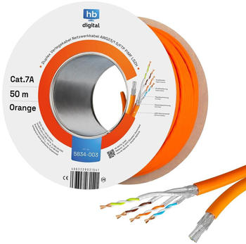 HB-Digital CAT 7A S/FTP Verlegekabel 50m orange