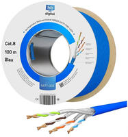 hb-digital CAT 8 Netzwerkkabel 100m Ethernet max. 2000 MHz S/FTP AWG22 LSZH blau