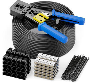 deleyCON CAT 7 S/FTP Verlegekabel 100m schwarz