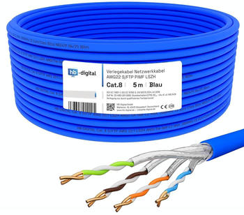 HB-Digital CAT 8.1 S/FTP Verlegekabel 5m blau