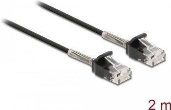 DeLock Kabel RJ45 Stecker zu RJ45 Stecker mit Knickschutz Cat.6A 2m schwarz (87018)