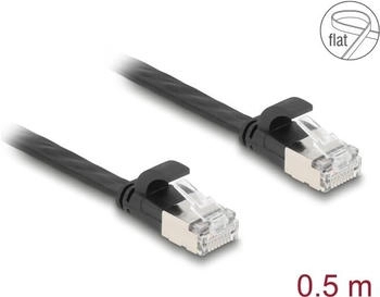 DeLock RJ45 Flachband Patchkabel Stecker zu Cat.6A 0.5m schwarz (81162)