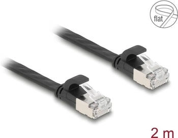 DeLock RJ45 Flachband Patchkabel Stecker zu Cat.6A 2m schwarz (81165)