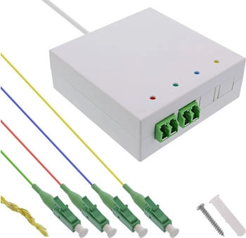 InLine FTTH Verlängerungsbox vorkonfektioniert 4x LC/APC 20m weiß