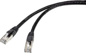 Renkforce RF-4538206 RJ45 Patchkabel CAT 6a S/FTP 75.00m Schwarz für Außenbereich geeignet 1St.