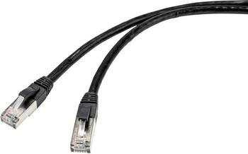 Renkforce RF-4538210 RJ45 Patchkabel CAT 6a S/FTP 50.00m Schwarz für Außenbereich geeignet 1St.