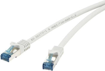 Renkforce RF-4145292 RJ45 Patchkabel CAT 6a S/FTP 10.00m Grau mit Rastnasenschutz 1St.
