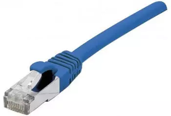 Exertis Connect Patchkabel Cat. 6A S/FTP (PiMF) TPE halogenfrei mit Rastnasenschutz blau 0,3m (854510)