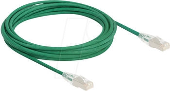 DeLock RJ45 Cat.6A Stecker zu Stecker mit gebogener Rastnase U/FTP Slim 5 m grün (80368)