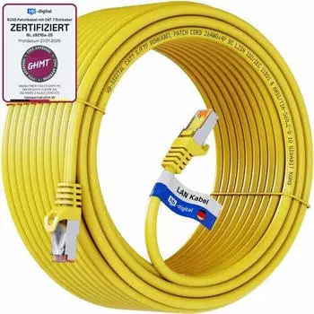 HB-Digital Patchkabel 30m CAT7 Rohkabel RJ45 S/FTP PiMF LSZH gelb