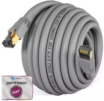 HB-Digital 20m CAT 8.1 RJ45 S/FTP LSZH grau