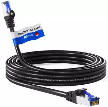 HB-Digital 20m RJ45 Patchkabel CAT 6a Outdoor S/FTP PVC PE schwarz