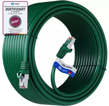 HB-Digital Patch Kabel CAT 7 Rohkabel RJ45 S/FTP PiMF 50m grün