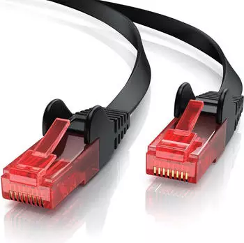 CSL Cat 6 Flachband LAN Kabel UTP Schimung Gigabit 1000 Mbit/s Patchkabel Flachkabel - 15m