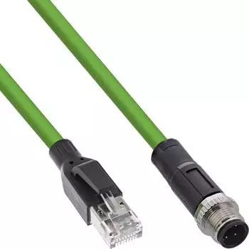 InLine Industrie M12 4-pin D-kodiert Stecker zu RJ45 Stecker PUR 10m (U/UTP CAT5e 10m)