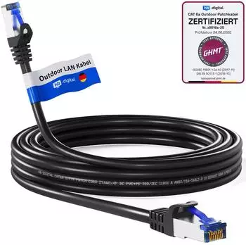 HB-Digital Patch Kabel 12m CAT 6a für Außenbereich S/FTP PVC PE