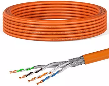 HB-Digital CAT 7 Kabel Installationskabel 15m S/FTP AWG23 LSZH orange