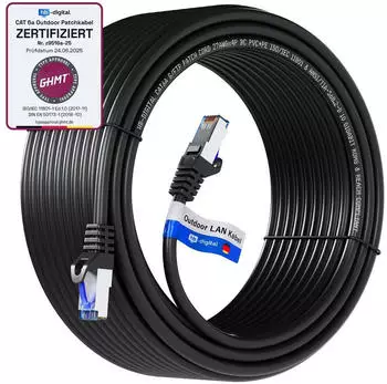 HB-Digital 40m RJ45 Patchkabel CAT 6a Outdoor S/FTP PVC PE schwarz