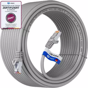 HB-Digital Patch Kabel CAT7 Rohkabel RJ45 S/FTP PiMF LSZH 30m grau