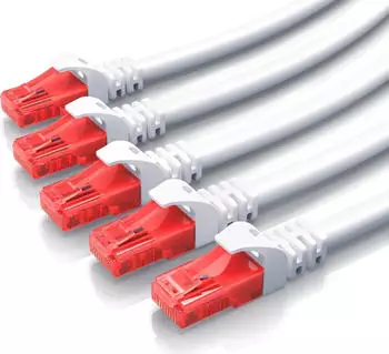 CSL 5x Cat 6 Gigabit Ethernet LAN Kabel mehrfach Geschirmt UTP Gigabit 1000 Mbit/s Patchkabel - 0,5m