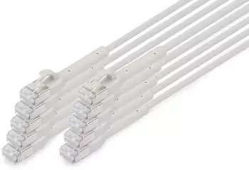 Digitus CAT 6A F-FTP abwinkelbar Patchkabel Ku PE-LSZH AWG 32/7 0,3m Grau 10 Stk. (F/FTP CAT6a 0.30m)