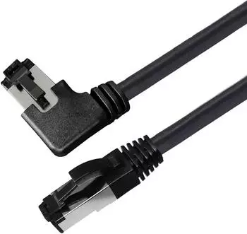 Maxtrack TI51-1L RJ45 Patchkabel CAT 8.1 S/FTP 1m Schwarz 90&deg; nach rechts gewinkelt 1 St. (TI51-1L)