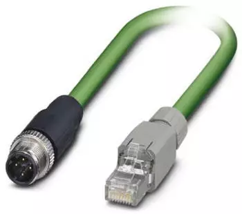 Phoenix Contact M12 / RJ45 Netzwerk Anschlusskabel CAT 5 CAT 5e SF/UTP 3.00m Grün Flammwidrig (1403496)