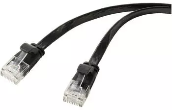 Renkforce RF-5771530 RJ45 Patchkabel CAT 6 U/UTP 0.50m Schwarz PVC-Mantel | 5 Stück