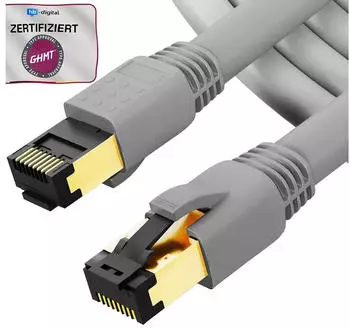 HB-Digital 7.5m RJ45 Patchkabel CAT 8.1 S/FTP LSZH grau