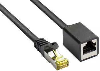 Good Connections RJ45 Patchkabelverl&auml;ngerung Cat.7 Rastnasenschutz S/FTP PiMF 600MHz OFC schwarz 1m (8070VR-010S)