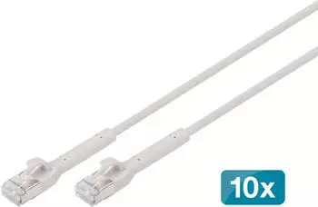 Digitus CAT 6A F-FTP abwinkelbares Patchkabel Ku PE-LSZH AWG 32/7 L&auml;nge 5m Grau 10 Stk. (F/FTP CAT6a 5m)