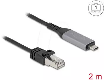 DeLock USB LAN Kabel Typ-C zu RJ45 Gigabit Ethernet Kabel Digital/Daten (60760)