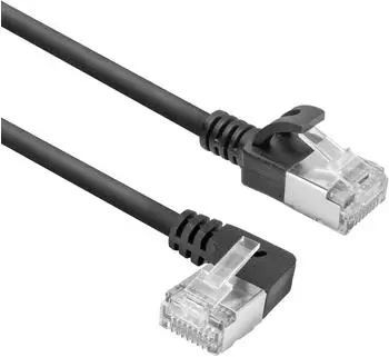 ACT Black 2 meters U/FTP CAT6A LSZH Slimline patch cable 90angled left to straight (DA1902)
