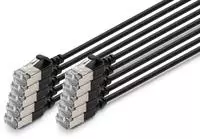 DIGITUS CAT 6A F-FTP Slim Patchkabel, 0,3m, Schwarz, 10 St&uuml;ck, 0,3 m, Cat6a, F/F...