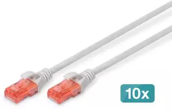 Digitus Patch-Kabel RJ-45 (M) bis RJ-45 (M) 50 cm UTP CAT 6 geschirmt geformt Grau (DK-1617-005-10)